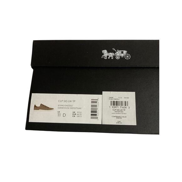 Coach Outlet Clip Low Top Sneaker Mens Size 11D Khaki/Saddle New in Box (G4949) - Picture 6 of 8